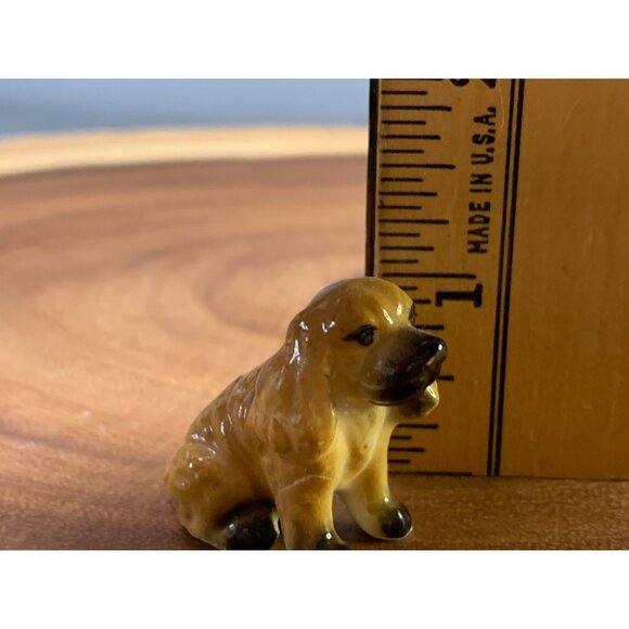 Vintage Miniature Porcelain Spaniel Dog Figurine Brown & Black Hand-Painted Coll - Picture 5 of 8